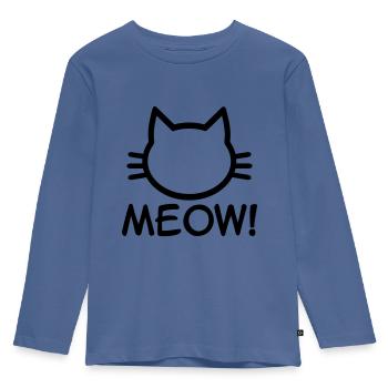Meow Cat - Kids' Premium Longsleeve Shirt - stone blue - Front - AI Model Kid Female (0cm)
