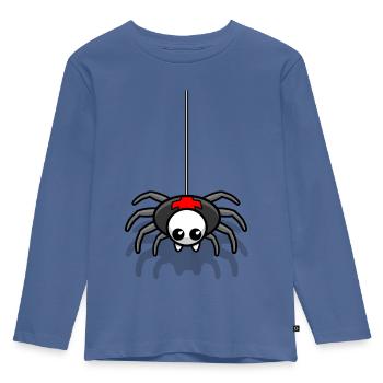 Spinne Monster Horror Grusel - Kinder Premium Bio Langarmshirt - Taubenblau - Vorne - AI Model Kid Female (0cm)