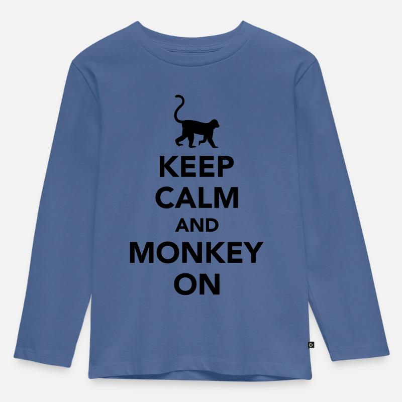 Affe - Kinder Premium Bio Langarmshirt - Taubenblau