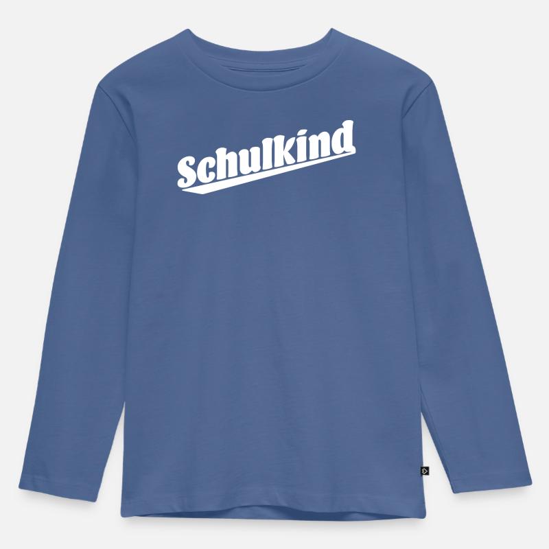 Schulkind - Kinder Premium Bio Langarmshirt - Taubenblau
