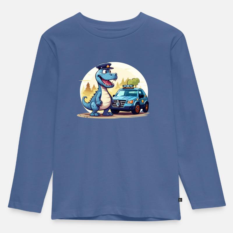 Dinosaurier Polizei Abenteuer - Drache - Kinder Premium Bio Langarmshirt - Taubenblau
