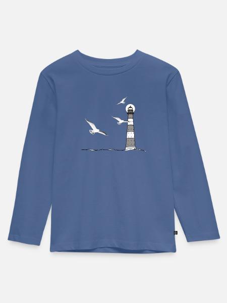 Leuchtturm, Möwen - Kinder Premium Bio Langarmshirt - Taubenblau
