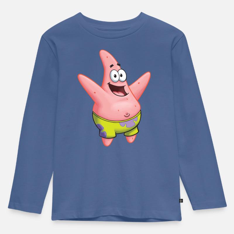 Spongebob Schwammkopf Patrick Star Design - Kinder Premium Bio Langarmshirt - Taubenblau