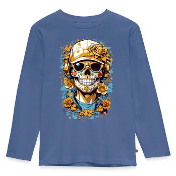 Sugar Skull - Kids' Premium Longsleeve Shirt - stone blue - Front - AI Model Kid Female (0cm)