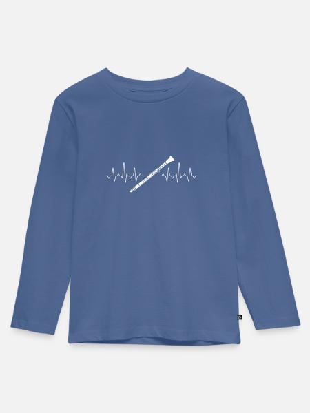 Klarinette - Kinder Premium Bio Langarmshirt - Taubenblau