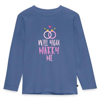 Willst du mich heiraten - Kinder Premium Bio Langarmshirt - Taubenblau - Vorne - AI Model Kid Female (0cm)