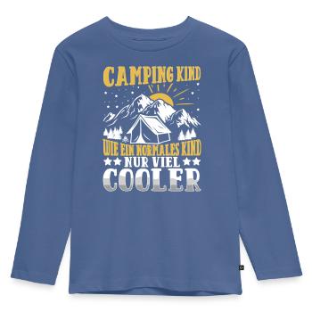 CAMPING KIND WIE EIN NORMALES KIND NUR VIEL COOLER - Kinder Premium Bio Langarmshirt - Taubenblau - Vorne - AI Model Kid Female (0cm)