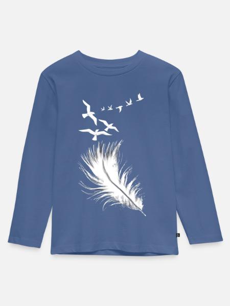 Feder - Kinder Premium Bio Langarmshirt - Taubenblau