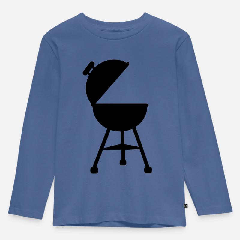 Grill - Kinder Premium Bio Langarmshirt - Taubenblau