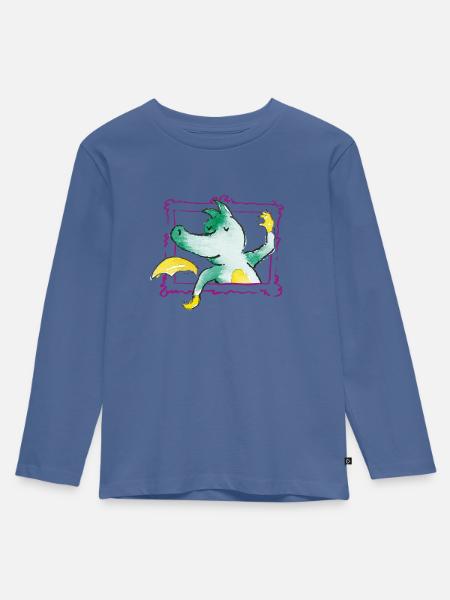 TABALUGA Mit Bilderrahmen Lila - Kinder Premium Bio Langarmshirt - Taubenblau