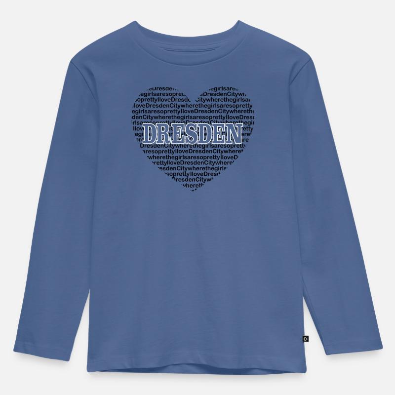 DRESDEN - Kinder Premium Bio Langarmshirt - Taubenblau