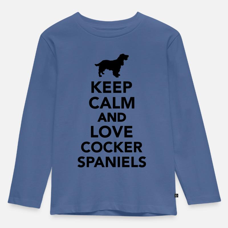 Cocker Spaniel - Kinder Premium Bio Langarmshirt - Taubenblau