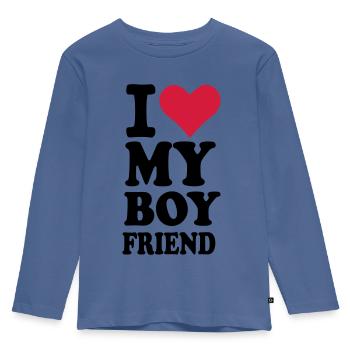 Boyfriend – Freund - Kinder Premium Bio Langarmshirt - Taubenblau - Vorne - AI Model Kid Female (0cm)