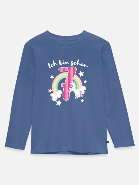 7th birthday 7 year old girl - Kids' Premium Longsleeve Shirt - stone blue