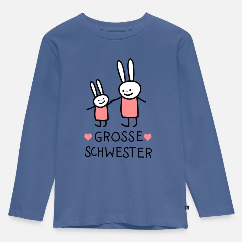 große Schwester ( Hasen) - Kinder Premium Bio Langarmshirt - Taubenblau