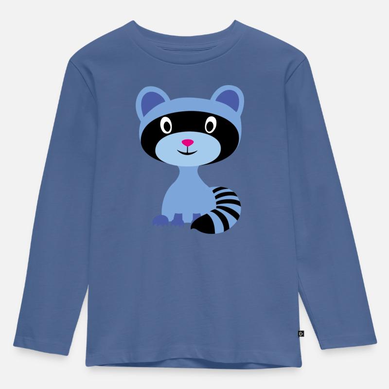Waschbär - Kinder Premium Bio Langarmshirt - Taubenblau