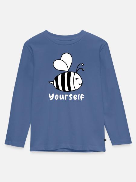 Be(e) yourself - Kinder Premium Bio Langarmshirt - Taubenblau