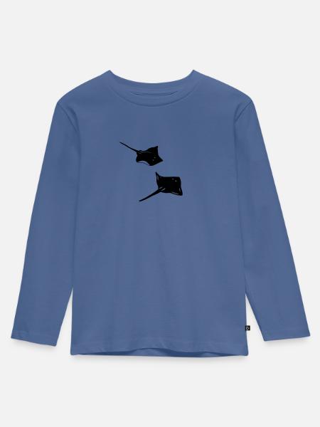 Rochen - Kinder Premium Bio Langarmshirt - Taubenblau