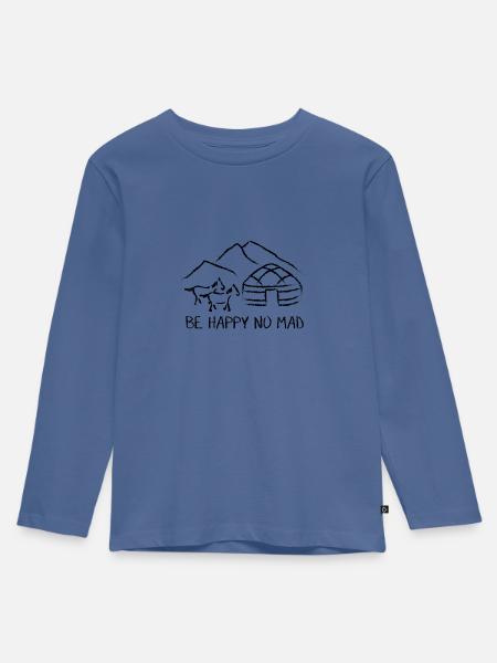 be happy no mad - Kinder Premium Bio Langarmshirt - Taubenblau