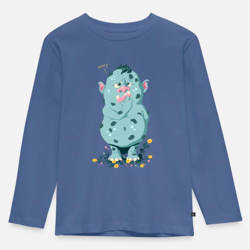 Troll im Blumenbeet Sorry - Kinder Premium Bio Langarmshirt - Taubenblau