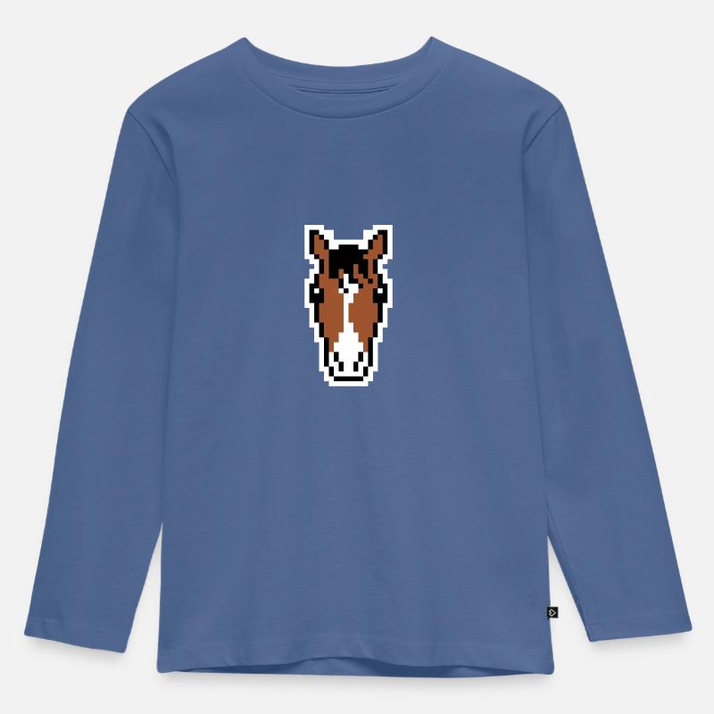 Pferd - Pferdegesicht - Kinder Premium Bio Langarmshirt - Taubenblau