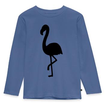 Flamingo 2 - Kinder Premium Bio Langarmshirt - Taubenblau - Vorne - AI Model Kid Female (0cm)