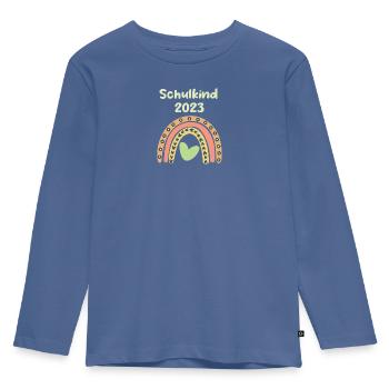 Schulkind 2023 - Regenbogen - Kinder Premium Bio Langarmshirt - Taubenblau - Vorne - AI Model Kid Female (0cm)