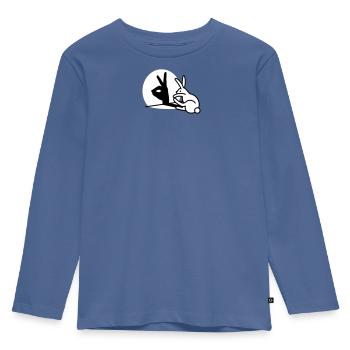 Funny Rabbit hand shadow puppets humor pop art - Kids' Premium Longsleeve Shirt - stone blue - Front - AI Model Kid Female (0cm)