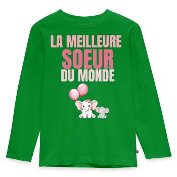 The Best Sister in the Pink World - Kids' Premium Longsleeve Shirt - green - Front - AI Model Kid Female (0cm)