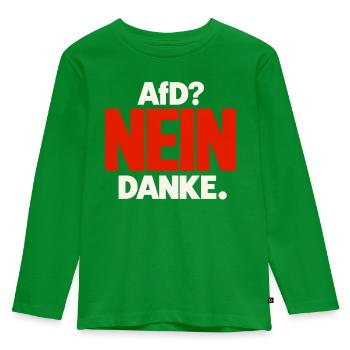 AfD? Nein danke – Statement in Rot und Weiß - Kinder Premium Bio Langarmshirt - Grün - Vorne - AI Model Kid Female (0cm)