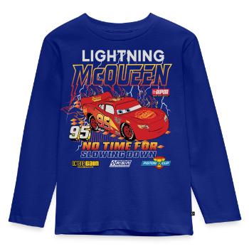 Cars Lightning McQueen No Time For Slowing Down - Kinder Premium Bio Langarmshirt - Royalblau - Vorne - AI Model Kid Male (0cm)