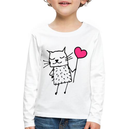 Katze mit Herz: Liebe - Kinder Premium Langarmshirt