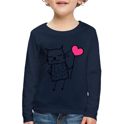 Katze mit Herz: Liebe - Kinder Premium Langarmshirt