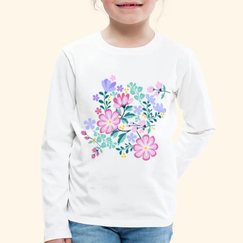 Pink and Purple FLOWERS - Camiseta de manga larga premium niño
