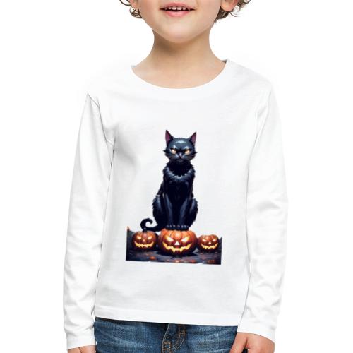 gato negro halloween - Camiseta de manga larga premium niño