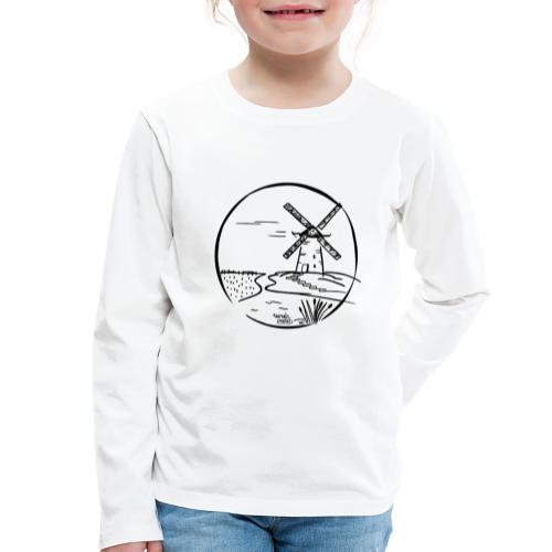 Dessin au stylo moulin à vent hollandais - T-shirt manches longues Premium Enfant