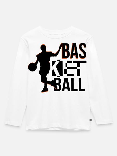 basketball - Kinder Premium Bio Langarmshirt - Weiß