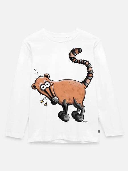 Nasi Nasenbär - Kinder Premium Bio Langarmshirt - Weiß