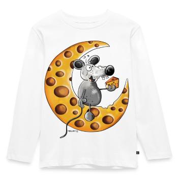 The Mouse Love Cheese - Kids' Premium Longsleeve Shirt - white - Front - AI Model Kid Female (0cm)