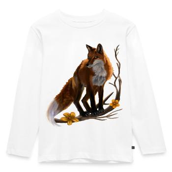vos - Kinderen Premium Bio shirt met lange mouwen - wit - Voor - AI Model Kid Female (0cm)