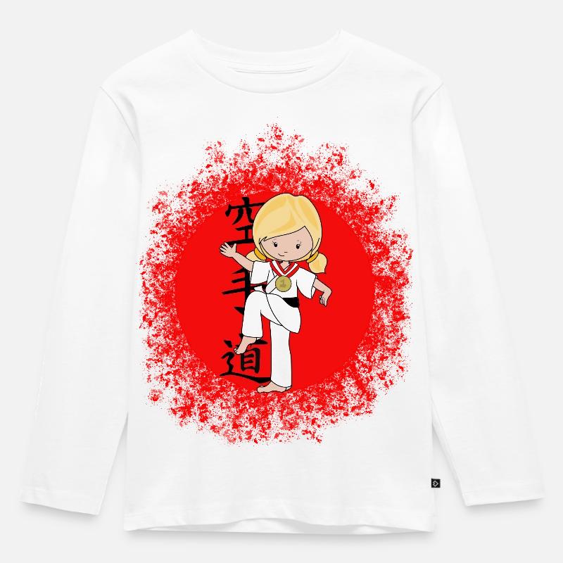 Karat, Karate Mädchen, Karate Kind, Kampfsport - Kinder Premium Bio Langarmshirt - Weiß