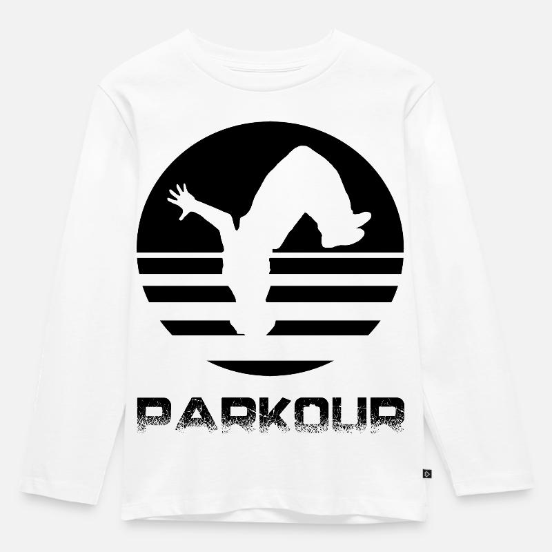 Parkour - Kinder Premium Bio Langarmshirt - Weiß
