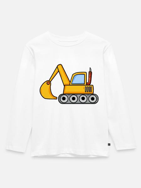 Bagger Baustelle Fahrzeug - Kinder Premium Bio Langarmshirt - Weiß
