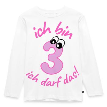 Kindergeburtstag 3 Jahre Mädchen Geschenk - Kinder Premium Bio Langarmshirt - Weiß - Vorne - AI Model Kid Female (0cm)