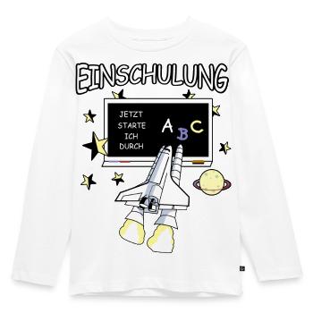 Einschulung - Kinder Premium Bio Langarmshirt - Weiß - Vorne - AI Model Kid Female (0cm)