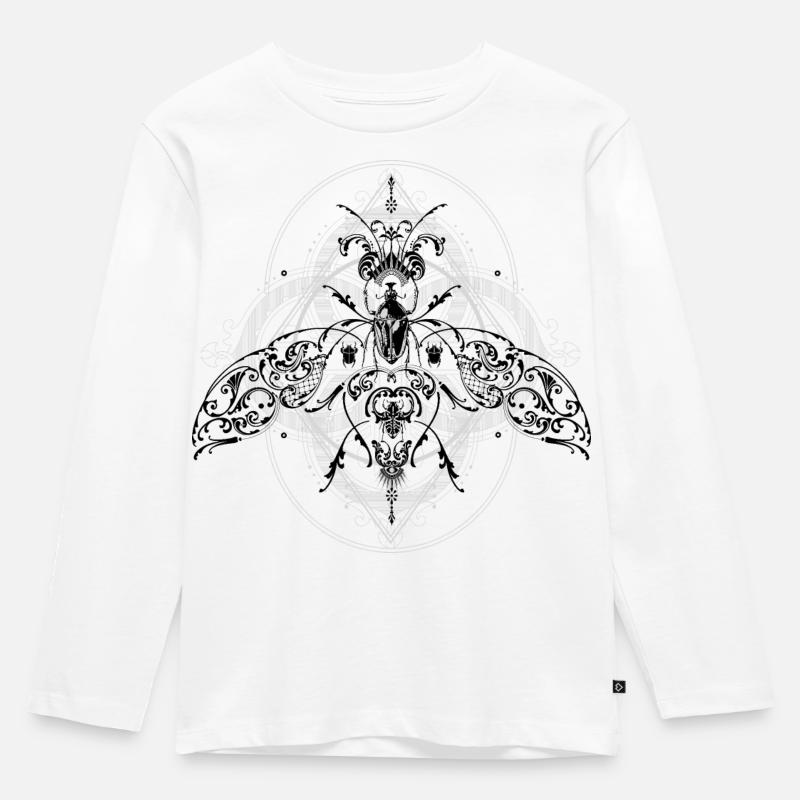 Geometrisch Psychodelisch Insekten Muster Pattern - Kinder Premium Bio Langarmshirt - Weiß