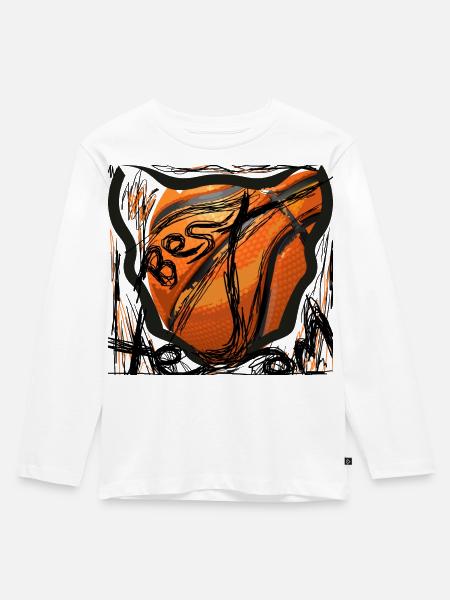 Basketball - Kinder Premium Bio Langarmshirt - Weiß