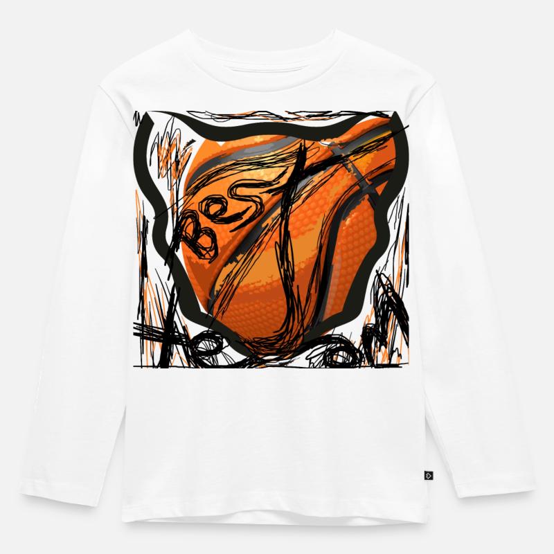 Basketball - Kinder Premium Bio Langarmshirt - Weiß