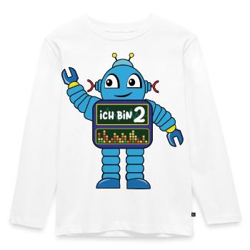 Kleiner Roboter, zweiter Geburtstag, 2 Jahre - Kinder Premium Bio Langarmshirt - Weiß - Vorne - AI Model Kid Female (0cm)