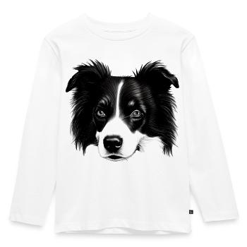 Border Collie Irish Herding Dog - Kids' Premium Longsleeve Shirt - white - Front - AI Model Kid Female (0cm)